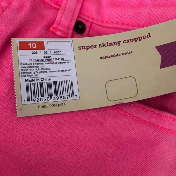 💥🆕Cherokee Super Skinny Cropped Jeans Neon Pink 10🆕 - Picture 5 of 6